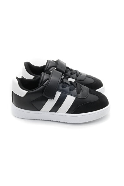 KU&PA SHOES RAMBA DERİ GÖRÜNÜMLÜ MESH ASTARLI ÇOCUK SNEAKER - SİYAH - 4001 - 31
