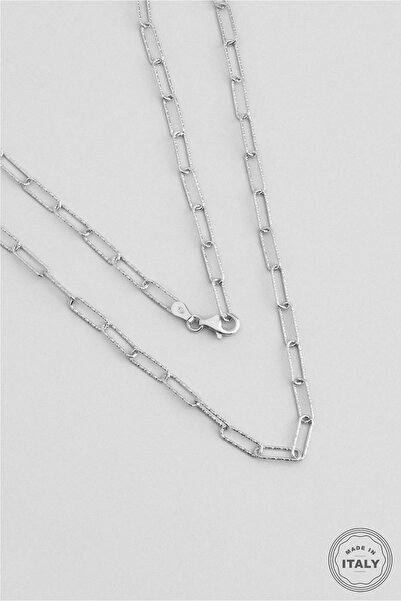 So CHIC... İtalyan 18 Ayar Beyaz Altın Kaplama 45 Cm Gümüş Zincir Kolye