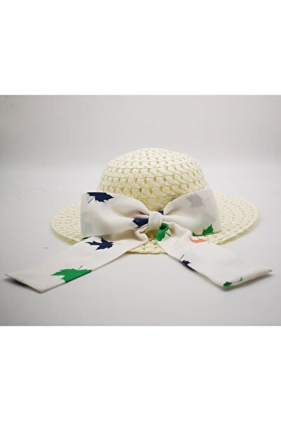 By Piera Girl's Fabric Bow Straw Hat 8808