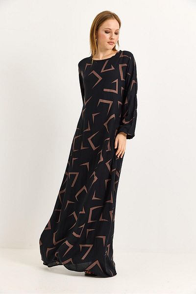 Raneel Kazançlı Alışveriş Viscose Fabric Brown with Elastic Sleeve
