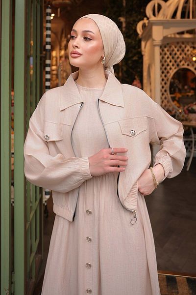 benguen Φόρεμα Gilet με τζάκετ Μπεζ 4842