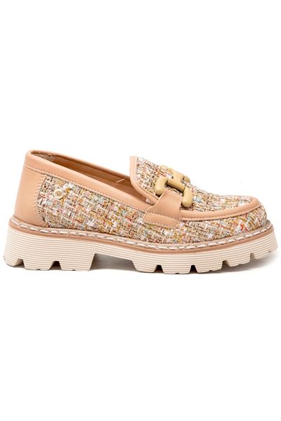 Mammamia D25Ya-03770 Powder Skin Leather Women's Loafer Shoes