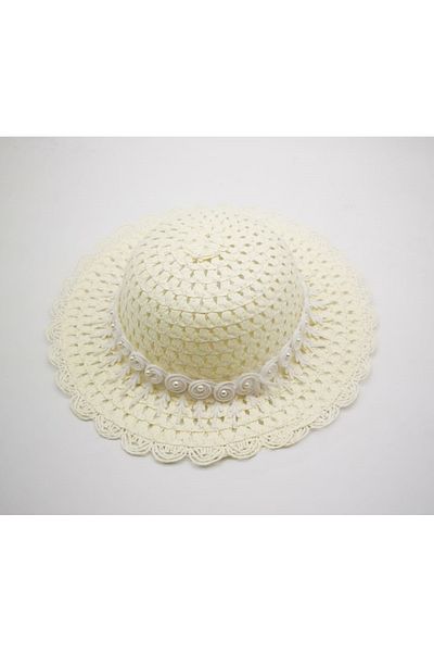 By Piera Girl's Lace Straw Hat 8805