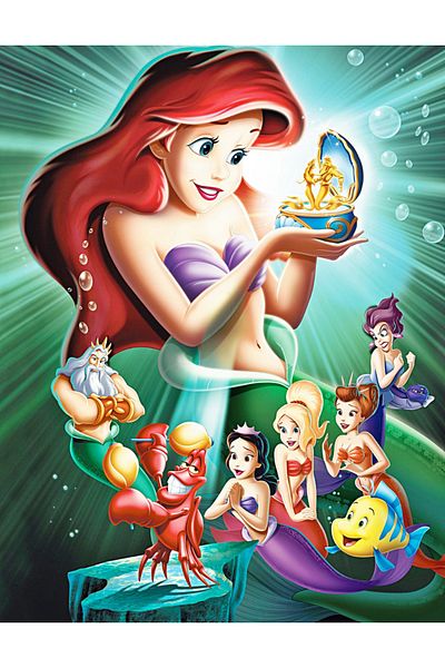 media Fototapet de perete autoadeziv si lavabil Mica sirena Ariel, 135 x 225 cm