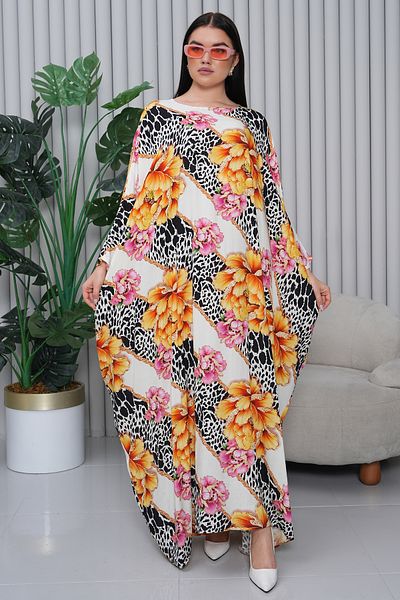 EMY TEKSTİL Women's Patterned Oversize Long Viscose Dress Floral Authentic Hijab Dress