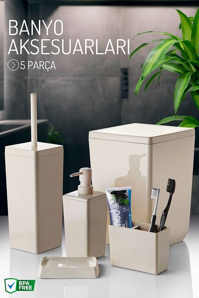 Nandy Home Σετ μπάνιου Biga 5 τεμαχίων με μοντέρνο σχέδιο