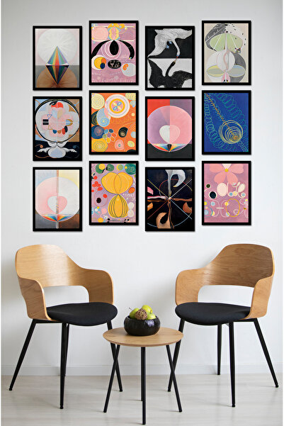 kutuTR Dekorize Mdf Tablo Seti 12 Parça - Salon Oturma Odası İçin Duvar Dekor...