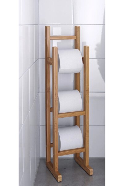 IKEA Ayaklı Ahşap Tuvalet Kağıdı Standı Yükseklik 60 Cm İkea Tuvalet Kağıtlığı Bambu Stand