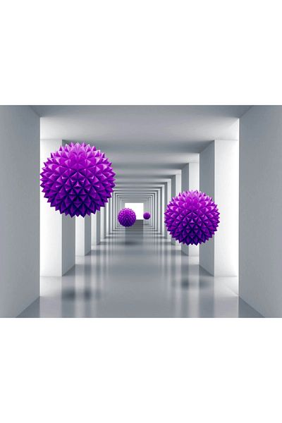 media Fototapet de perete autoadeziv si lavabil Tunel cu bile violet, 300 x 200 cm