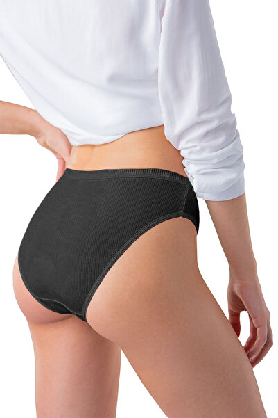 Bravie 5-Piece Women's Ribbed Bikini Panties – Organic Cotton – Breathable Daily Underwear Bk2-Black