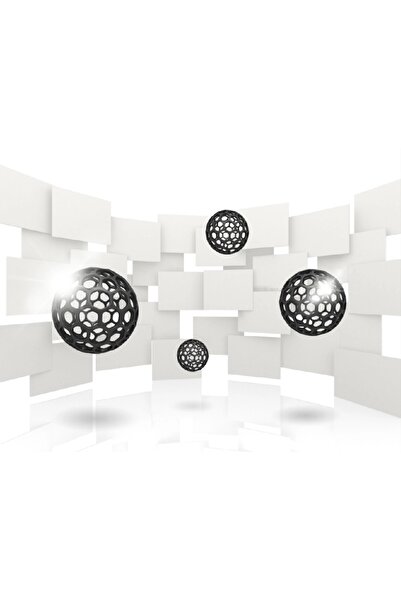 media Fototapet autocolant Zid cu bile negre2, 200 x 150 cm