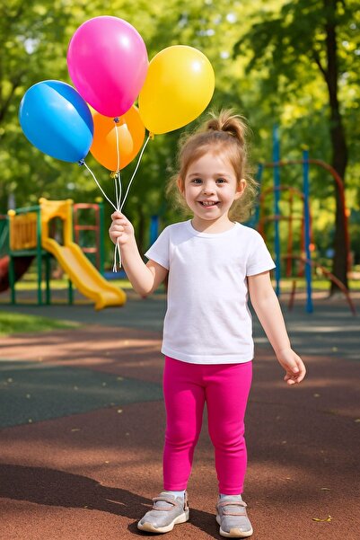 HÇM بنطلون ضيق للفتيات الصغيرات بلون سادة من نسيج الليكرا المرن