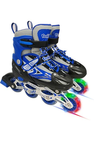 Gokidy Rookie Adjustable (35-38) Practice Skates with Light Bag Blue