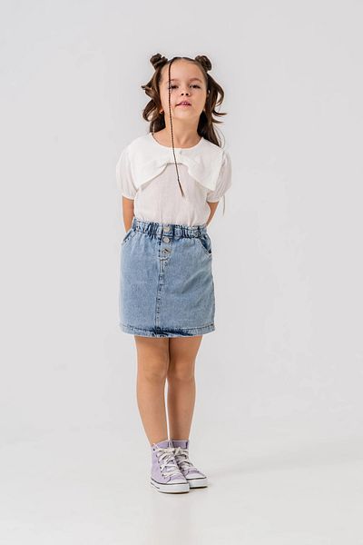 My Hanne Girl's Suit with Collar and Denim Skirt