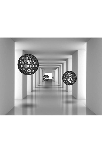 media Fototapet de perete autoadeziv si lavabil Tunel cu bile negre, 250 x 150 cm