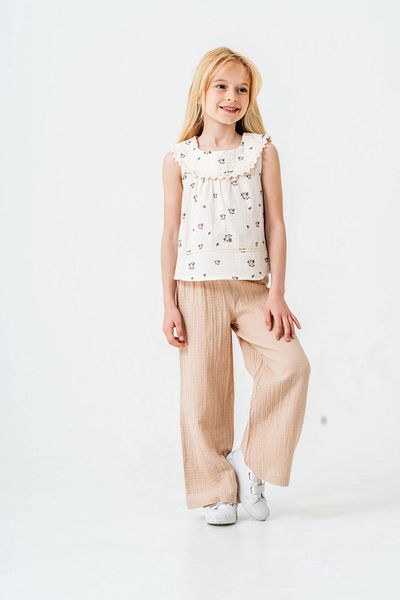 My Hanne Flower Patterned Girl's Muslin Set 3828