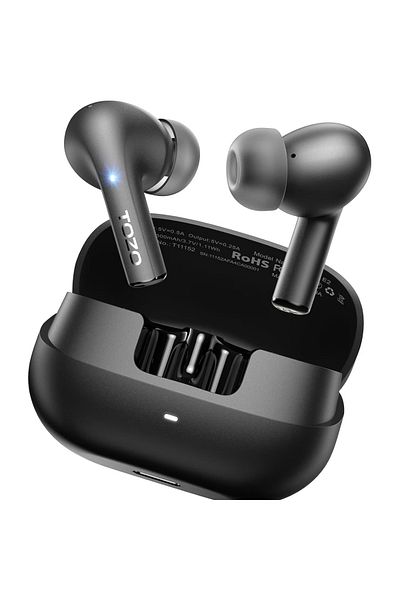 Smart Vibe True Wireless Headphones TOZO® AgileNova Active Noise Cancelling, Bluetooth 5.3, ORIGX 2.0, Black