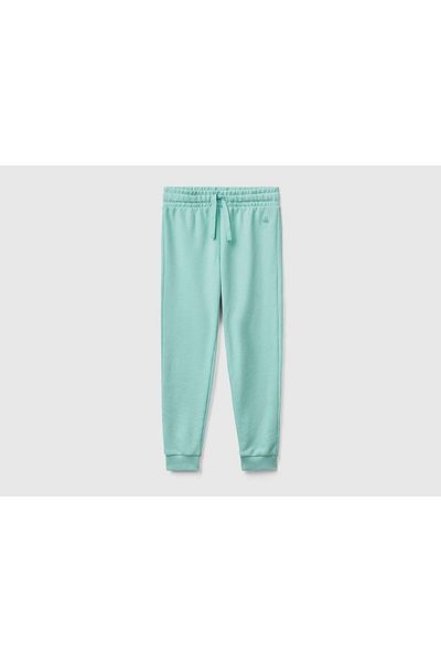 United Colors of Benetton Girl's Aqua Green Benetton Logo Sweatpants