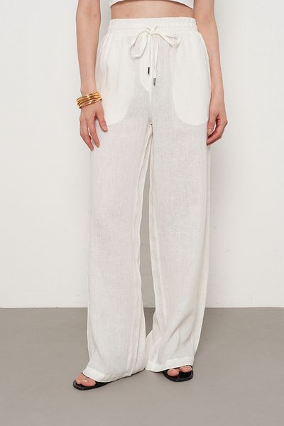 Orfeo Negro Women's 100% Linen Bolted Legs Solid Color Pants