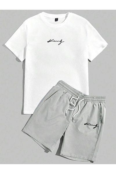 YUVEST Blackrock Unisex Oversize King Signature Printed Black Crew Neck T-Shirt Shorts