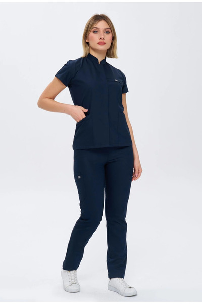 DENİZ MEDİKAL GİYİM Sera Serisi Lacivert Likrakı Viscon Takım (Pantolon Kargo...