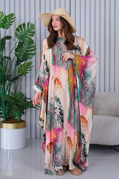 EMY TEKSTİL فستان نسائي طويل من الفسكوز منقوش كبير الحجم، فستان حجاب أصلي