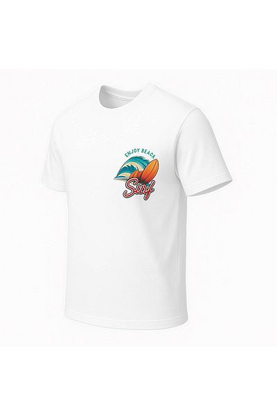 trender Απολαύστε το ανδρικό μπλουζάκι με στάμπα Surf White