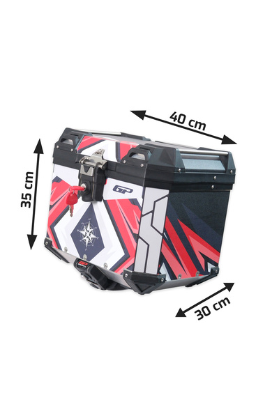 GP KOMPOZİT DSN10 Universal 37 lt Desenli Alüminyum Motosiklet Çantası
