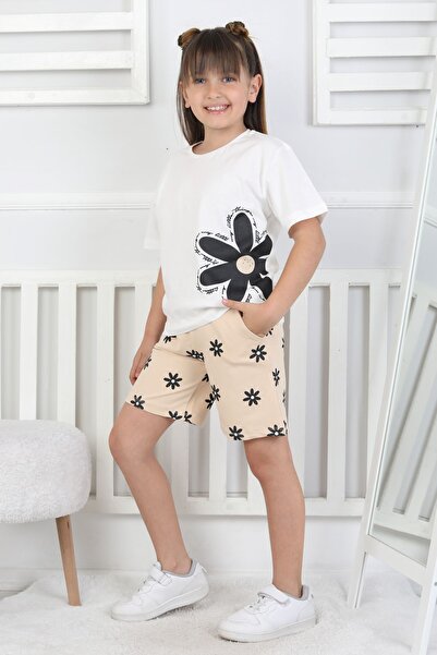 ZUZUNGA Daisy Printed Short Sleeve Pocket Girl Shorts Set