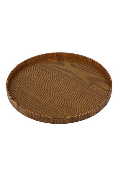 Generic Handmade Wooden Tea Serving Tray, Brown 30x2x30 cm