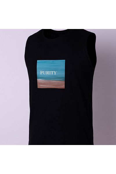 trender Ανδρικό αμάνικο μπλουζάκι Purity Print μαύρο