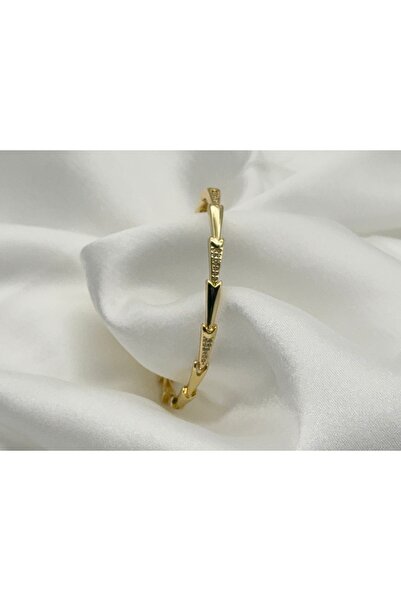 Lunays Xopıng Dorika Model Zirkon Taşlı Kadın Kelepçe Bileklik Renk 14 Ayar A...