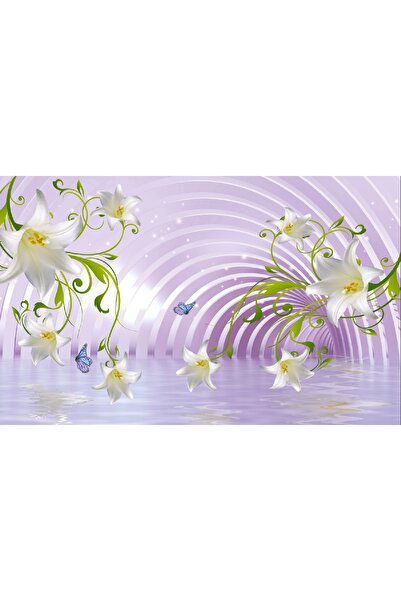 media Fototapet de perete autoadeziv si lavabil Crini albi si arcade, 270 x 2...
