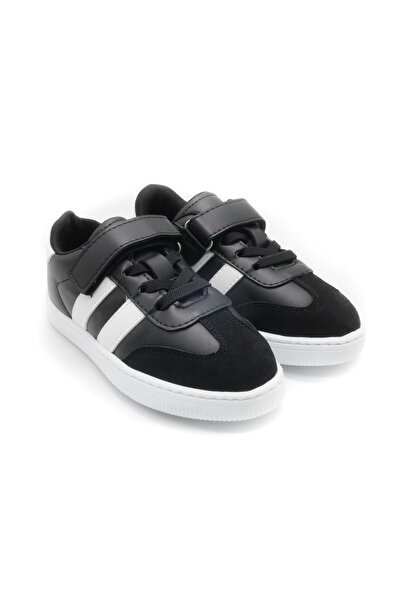 KU&PA SHOES RAMBA DERİ GÖRÜNÜMLÜ MESH ASTARLI ÇOCUK SNEAKER - SİYAH - 4001 - 31