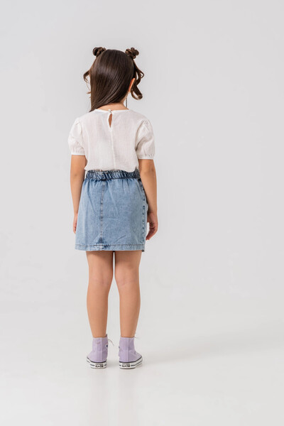 My Hanne Girl's Suit with Collar and Denim Skirt