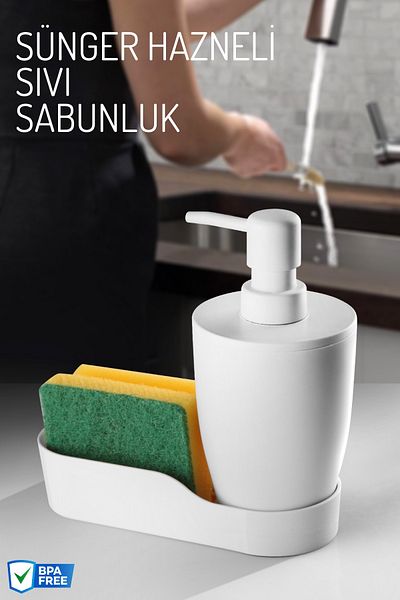 Nandy Home Kitchen Liquid Soap Dispenser and Detergent Dispenser Organizer with Sponge Chamber
