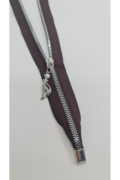 ÜNSALAN HOBİ سحّاب حقيبة مقاس 35 سم باللون البني والفضي، ملحقات مفصلية وسحّاب...