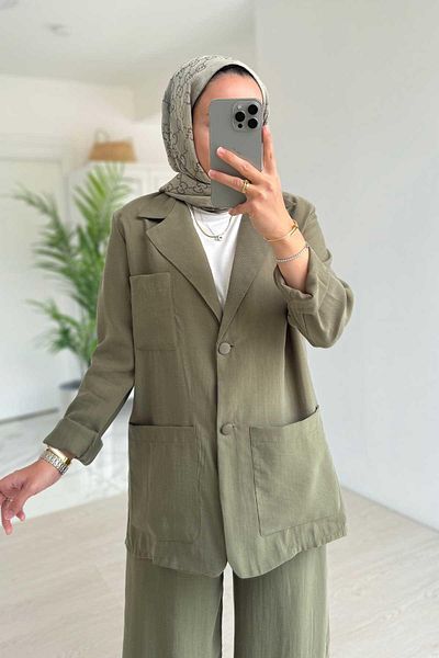 Ka Hijab Padded Jacket Set - Khaki