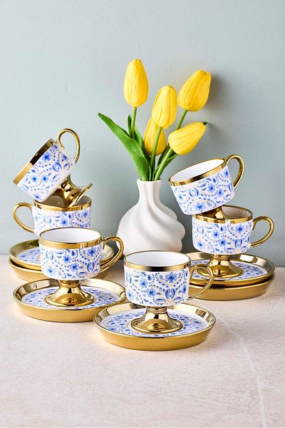 Perotti Heybet 6-Person Porcelain Coffee Cup Set