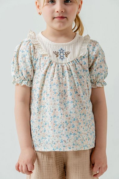 My Hanne Flower Embroidered Shorts Baby Girl Muslin Set 3814