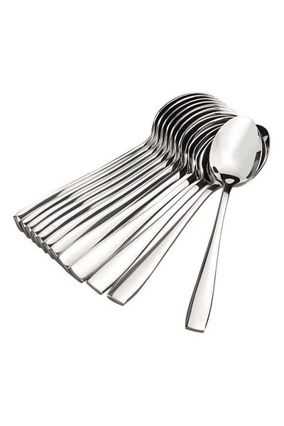 huitich Stainless Steel Dinner Table Spoons Spoon Set Length 16 cm Set of 12 Silver