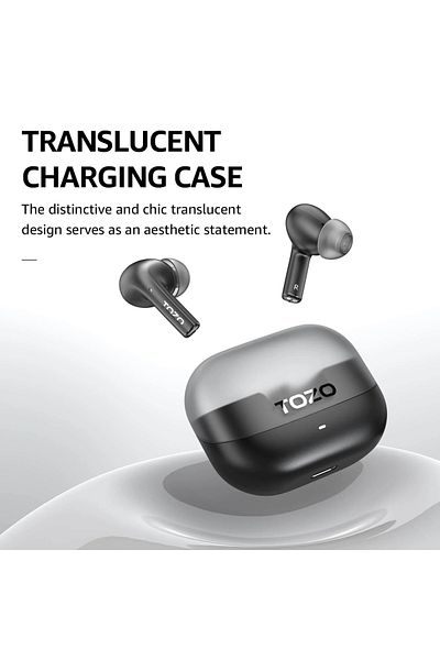 Smart Vibe True Wireless Headphones TOZO® AgileNova Active Noise Cancelling, Bluetooth 5.3, ORIGX 2.0, Black