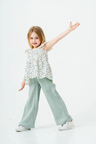 My Hanne Flower Embroidered Girl's Muslin Set 3815