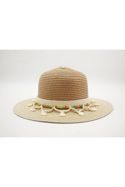 By Piera Girl's Brown-Beige Straw Hat 8798