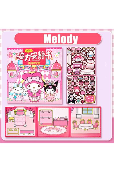 Miniso Melody Sanrio Magnetic Quiet Book Kuromi Cinnamoroll My Melody Handmade DIY Repeatable Toy Magnetic