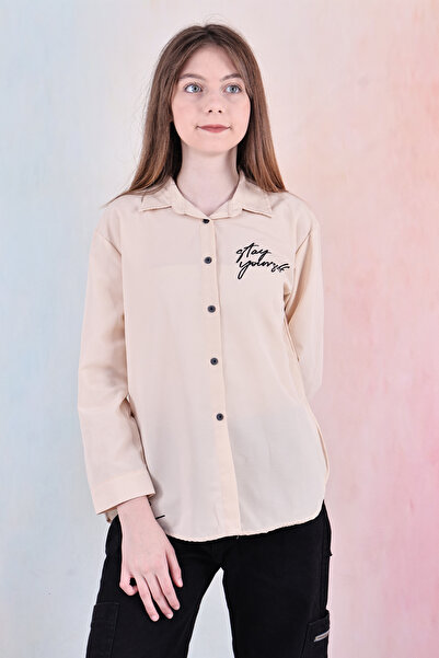 MODANINO Girl's Shirt with Panels and Text Printed 6-15 Years 12255