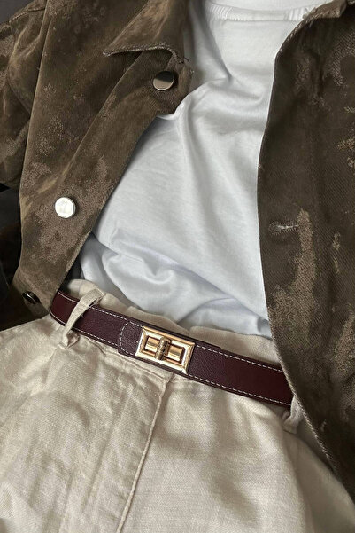keisy Juli Gold Tokalı Kadın Bordo Kemer