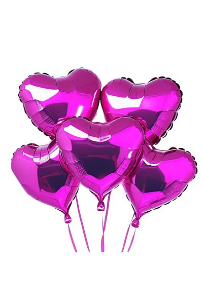 tedaks 5 Pieces 18 Inch 45 cm Heart Foil Balloon Fuchsia