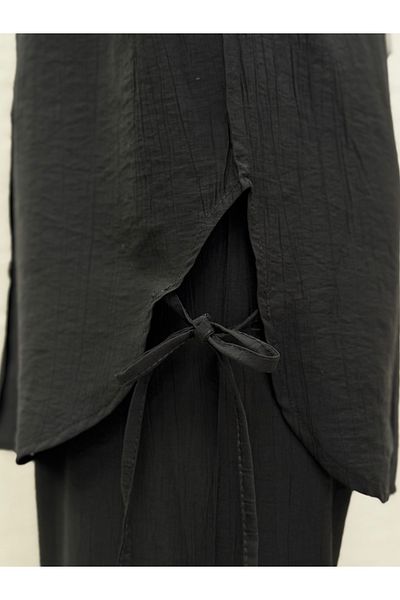 MİHRA STORE Yelita Slit Drawstring Strawberry Pants Suit-Mf462 Black