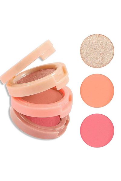 huitich 3-in-1 Shimmer Bronzer and Pressed Powder Palette Orange
